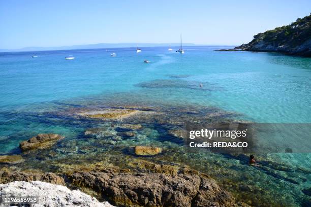 Cala delle Arene on the island of San Domino. Tremiti Islands. Apulia. Italy..