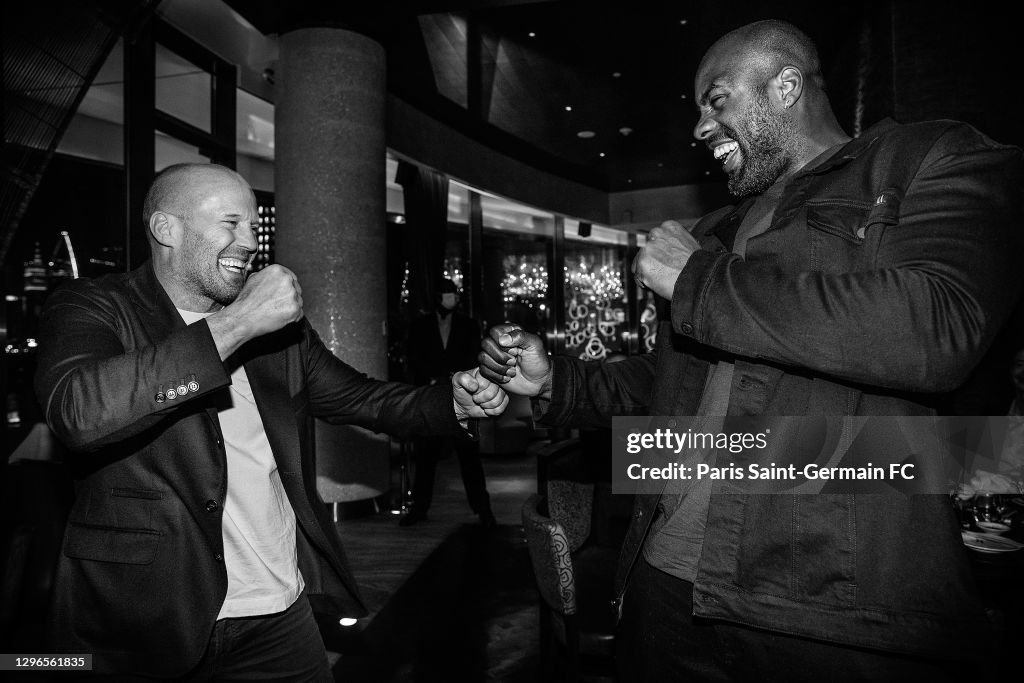 Jason Riner Judoka Teddy Riner meets Jason Statham on January 15, 2021 in Doha ...