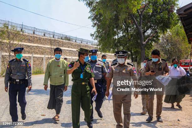 Prisoners who are released are coming out from the Obo prison in Mandalay, Myanmar.