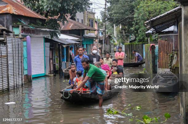 Due to heavy rains the river is overflowing. Boats are the only mode of transport for people even on roads in residential areas. The border district...