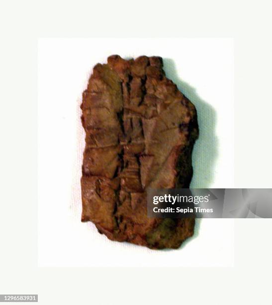 Fragment of Syllabary B, ca. Late 1st millennium B.C., Mesopotamia, Clay, 1 1/4 x 3/4 x 1/4 in. , Clay-Tablets-Inscribed.