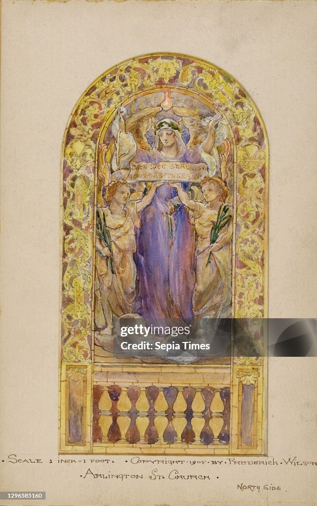 Design for beatitude window in presentation portfolio for Arlington Street Church, Boston, Massachusetts.