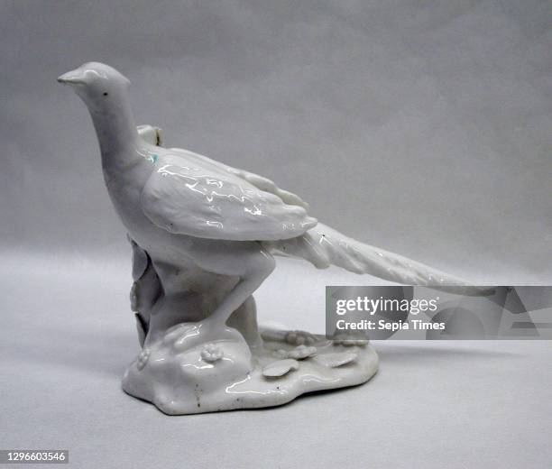 Pheasant, William Littler , ca. 1750, British, Longton Hall, Staffordshire, Soft-paste porcelain, Height: 6 3/4 in. , Ceramics-Porcelain, William...