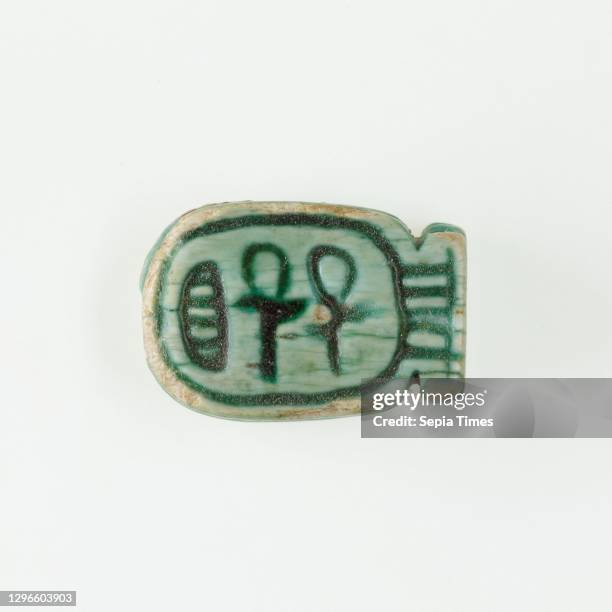 Plaque in the Form of a Cartouche; two ankhs; ankh, two nefers, New Kingdom, Dynasty 18, early, ca. 1492–1473 B.C., From Egypt, Upper Egypt, Thebes,...