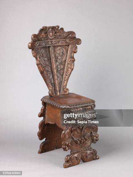 Side chair ), late 19th century, Italian, Bolzano or Milan, Walnut., H. 98.7 cm, W. 49 cm, D. 39.4 cm, Woodwork-Furniture, Probably by Alois...