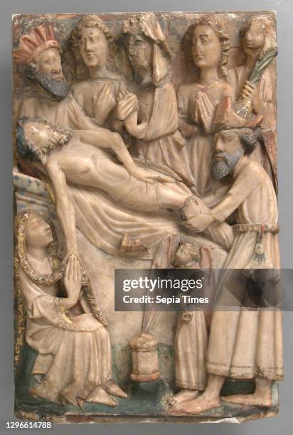 The Entombment, first half 15th century, Made in Nottingham, England, British, Alabaster with paint and gilding, Overall : 15 7/8 x 10 3/8 x 2 3/16...