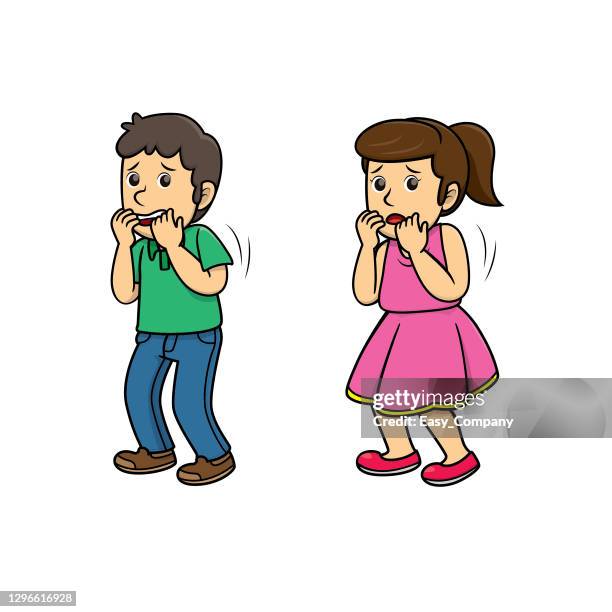 an action of man and woman panicking. for human face expression or emotion concepts.used to compose teaching materials in a set that expresses emotions. - word of mouth stock illustrations