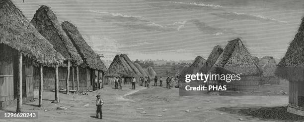 First attempt to build a canal in Panama by a French company. 1881. Works for the construction of the Panama Canal. Main street of the Gorgona...