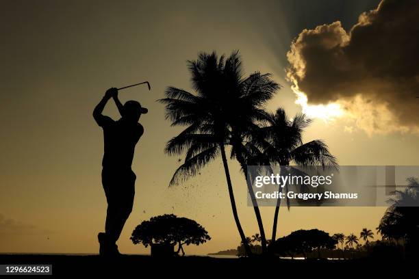 Wesley Bryan of the United States plays his shot from the 17th tee during the second round of the Sony Open in Hawaii at the Waialae Country Club on...