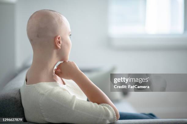 thinking about my cancer journey - baldness stock pictures, royalty-free photos & images