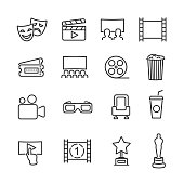 Vector image set of cinema line icons.