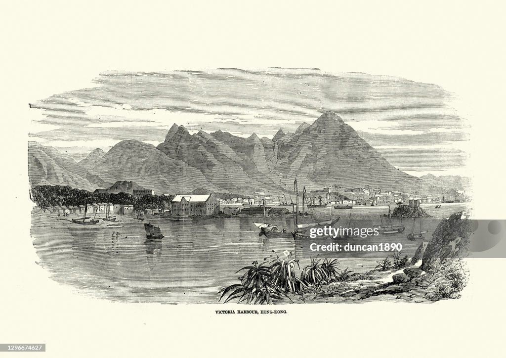 Victoria harbour, Hong Kong, 1850s, 19th Century