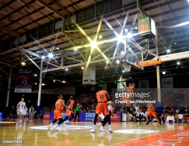 General view is seen during the round one NBL match between the Cairns Taipans and the Sydney Kings at Cairns Pop Up Arena on January 16 2021, in...