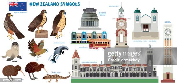 new zealand symbols - dunedin new zealand stock illustrations