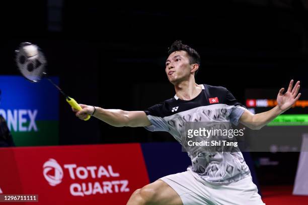 Ng Ka Long Angus of Hong Kong competes in the Men’s Singles semi finals match against Chou Tien Chen of Chinese Taipei on day five of the Yonex...