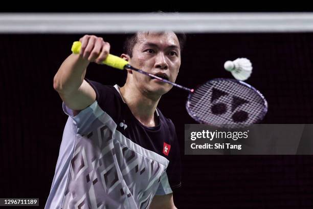 Ng Ka Long Angus of Hong Kong competes in the Men’s Singles semi finals match against Chou Tien Chen of Chinese Taipei on day five of the Yonex...