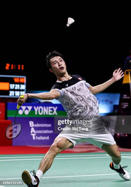 Ng Ka Long Angus of Hong Kong competes in the Men’s Singles semi finals match against Chou Tien Chen of Chinese Taipei on day five of the Yonex...