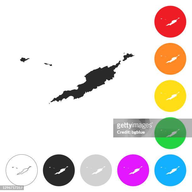 illustrations, cliparts, dessins animés et icônes de carte d’anguilla - icônes plates sur différents boutons de couleur - anguilla