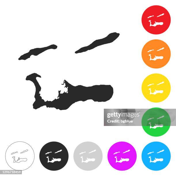 cayman islands map - flat icons on different color buttons - cayman islands map stock illustrations