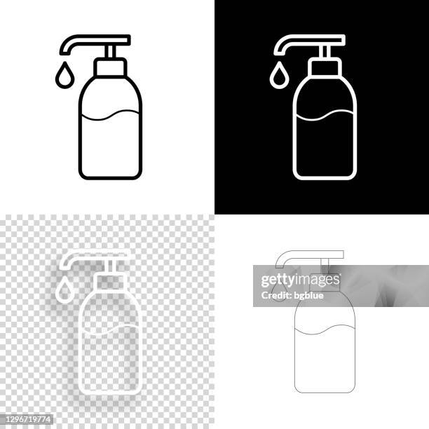 hand sanitizer wash gel. icon for design. blank, white and black backgrounds - line icon - covid cleaning stock illustrations