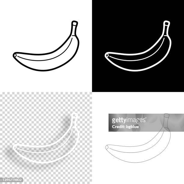 illustrazioni stock, clip art, cartoni animati e icone di tendenza di banana. icona per il design. sfondi vuoti, bianchi e neri - icona linea - banana