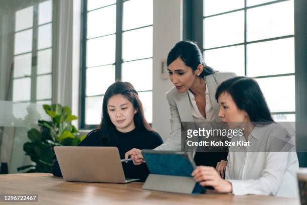 vrouwelijk leiderschap in een zakelijk team voor alle vrouwen - obama meets with minister mentor of singapore stockfoto's en -beelden
