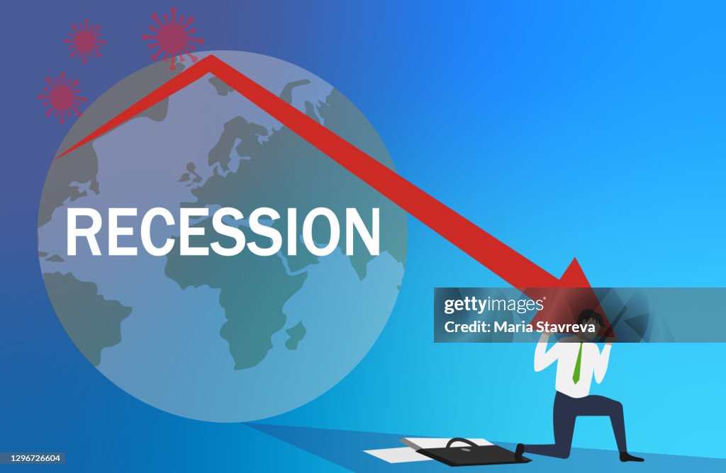 Global Down trend financial graph after Covid-19.