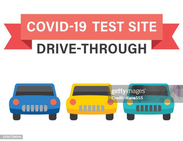 coronavirus covid-19 drive through testing site. - drive through stock illustrations