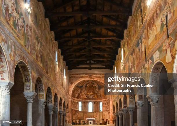 frescoes mosaics in a medieval abbey in codigoro, emilia-romagna, italy - codigoro stock pictures, royalty-free photos & images
