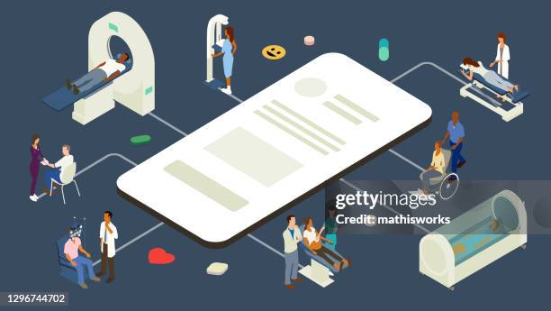 medical app illustration - making a reservation stock illustrations