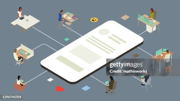 work collaboration app illustration - big tech stock illustrations