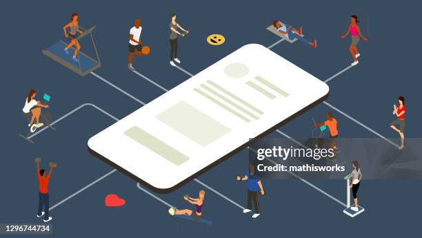 illustrations, cliparts, dessins animés et icônes de illustration d’application d’entraînement - cross trainer