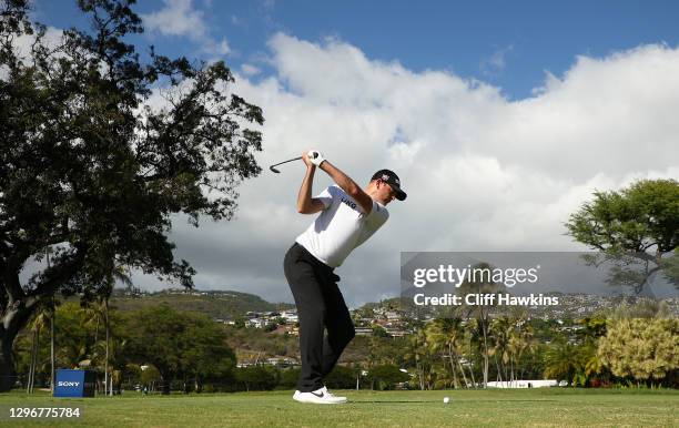 Brendan Steele of the United States plays his shot from the 14th tee during the third round of the Sony Open in Hawaii at the Waialae Country Club on...