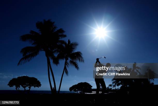 Vaughn Taylor of the United States plays his shot from the 17th tee during the third round of the Sony Open in Hawaii at the Waialae Country Club on...