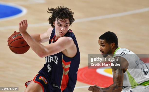 Josh Giddey of the 36ers during the round one NBL match between the Adelaide 36ers and the South East Melbourne Phoenix at Adelaide Entertainment...