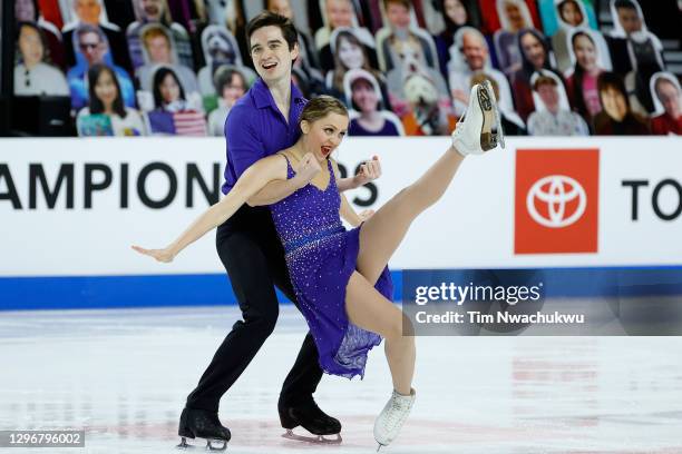 Breelie Taylor and Tyler Vollmer compete in the couples free dance program during the U.S. Figure Skating Championships at the Orleans Arena on...