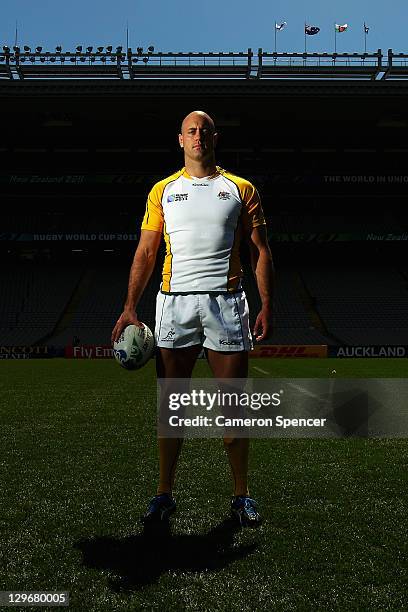 Nathan Sharpe of the Wallabies poses for a portrait following an Australia IRB Rugby World Cup 2011 captain's run at Eden Park on October 20, 2011 in...