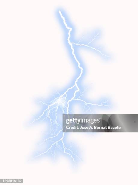 energy, lightning bolts on white background. - storm cloud on white stock pictures, royalty-free photos & images