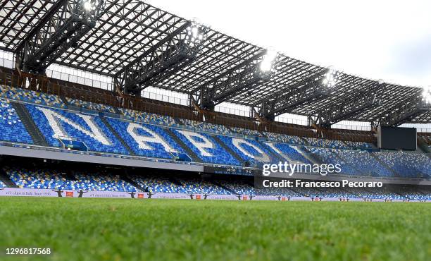 General view inside the stadium prior to the Serie A match between SSC Napoli and ACF Fiorentina at Stadio Diego Armando Maradona on January 17, 2021...