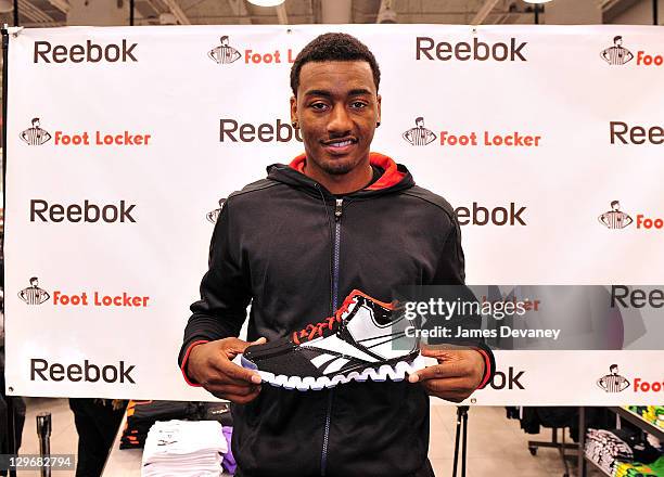 John Wall attends the debut of the "Zig Encore" footwear line & the "J Wall" apparel lines at Foot Locker - Herald Square on October 19, 2011 in New...