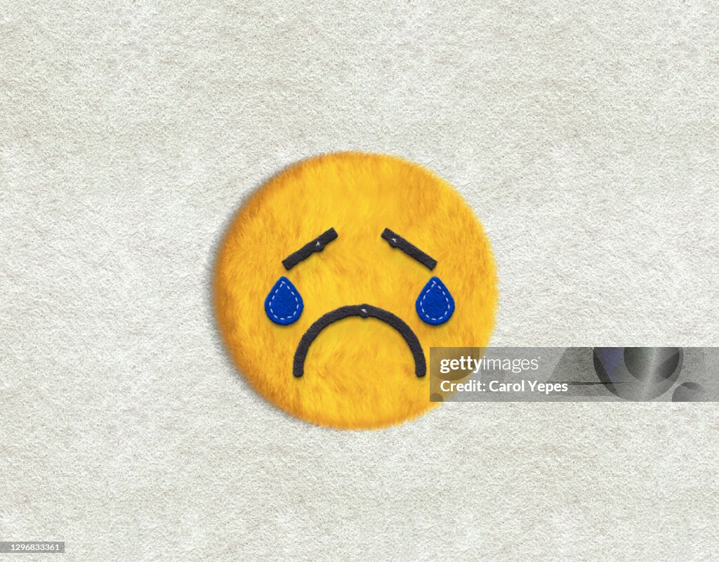 Sad felt emoji crying
