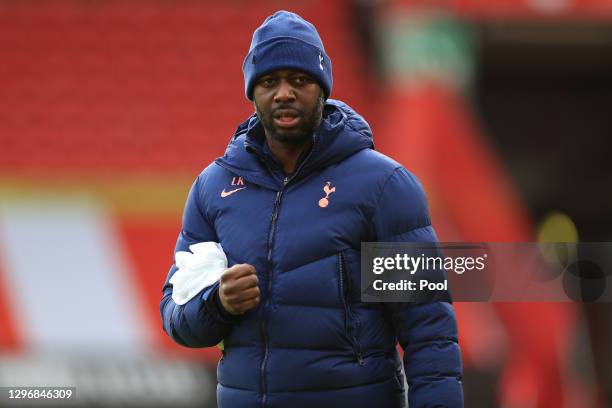 Ledley King, First Team Assistant of Tottenham Hotspur looks on prior to the Premier League match between Sheffield United and Tottenham Hotspur at...