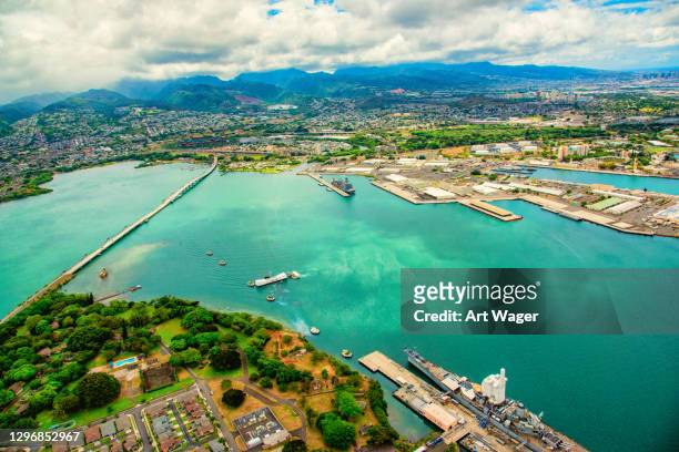 pearl harbor aerial - pearl city hawaii stock pictures, royalty-free photos & images