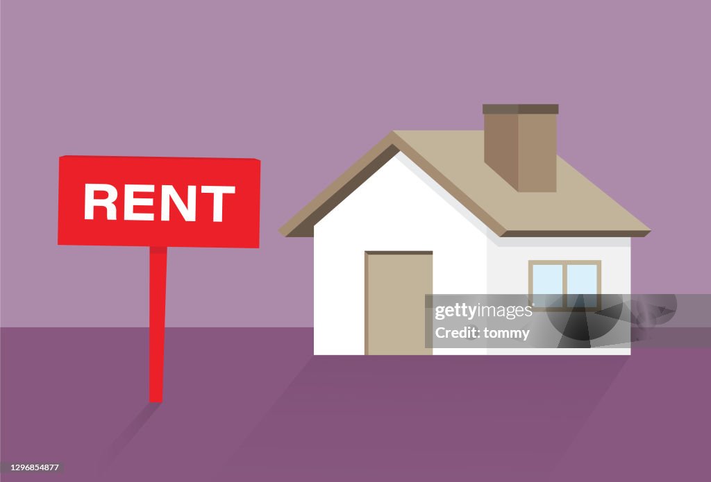 High Rent Sign Drawing House With A Rent Sign High-Res Vector Graphic - Getty Images