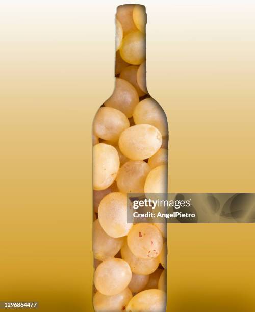 grapes in the wine bottle - abstract composition with objects and food. - bottle icon stock pictures, royalty-free photos & images