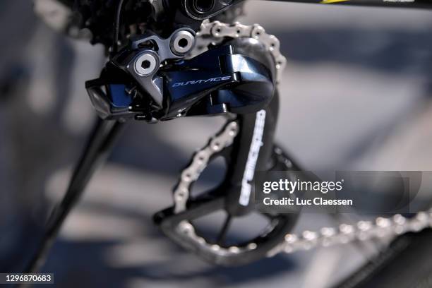 Dura-Ace Derailleur pulley / Rear Derailleur / Chain / Wilier Triestina 0 SLR Bike / Detail view / during the Team Astana - Premier Tech 2021,...