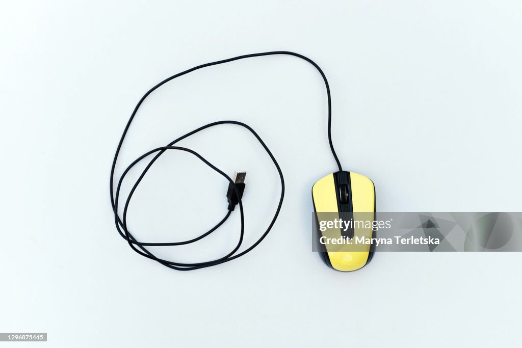 Yellow Color Computer Mouse Computer Yellow Mouse On A Gray Background High-Res Stock Photo - Getty ...