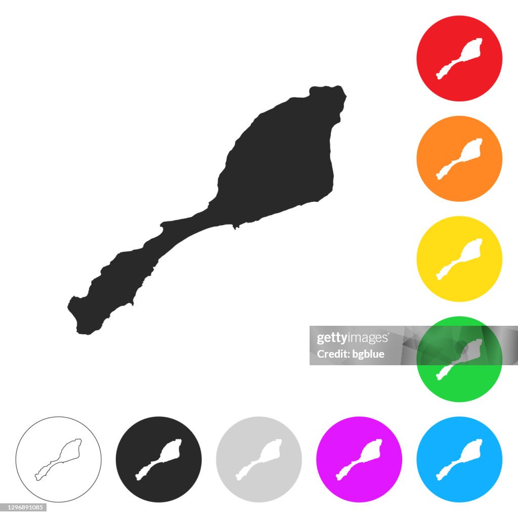 Jan Mayen map - Flat icons on different color buttons