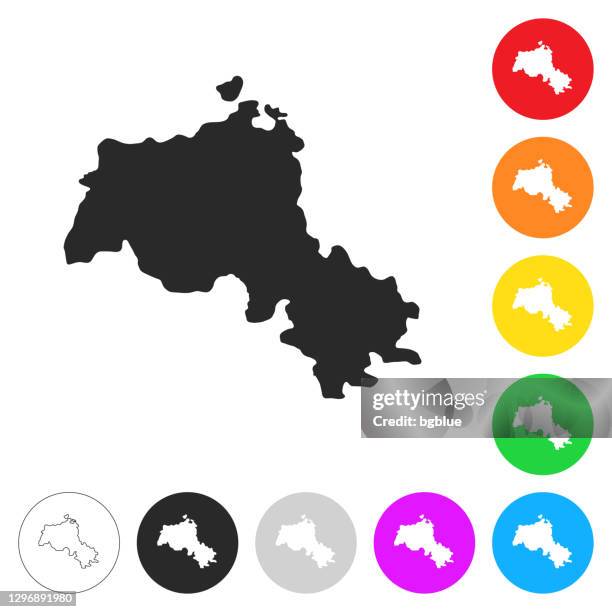 kurdistan karte - flache symbole auf verschiedenen farbschaltflächen - iraqi kurdistan stock-grafiken, -clipart, -cartoons und -symbole