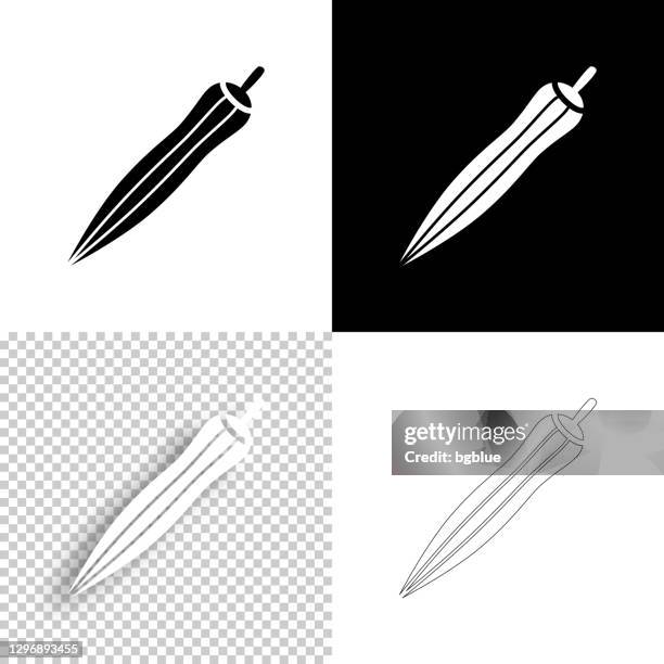 okra. icon for design. blank, white and black backgrounds - line icon - fruit black background stock illustrations